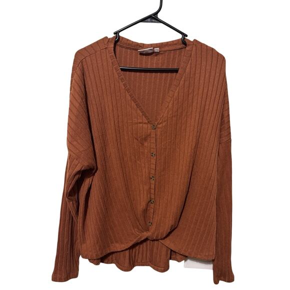 So Brand Long Sleeve Light Weight Sweater Ties In The Front Burnt Orange Size XL - Picture 1 of 3